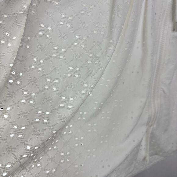 Cupio Full Zip Sweater Lrg White Eyelet Cowl Neck Drawstring Swing Shape Tunic - Picture 6 of 12